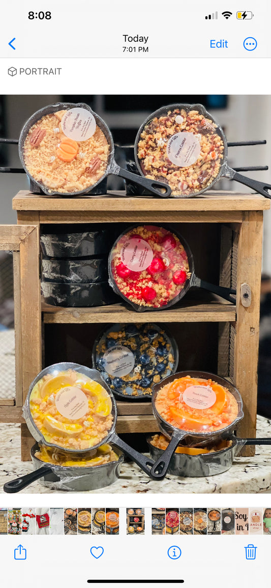 New Soy Wax blend 8oz fall skillet candle decor Cobbler line-CHERRY