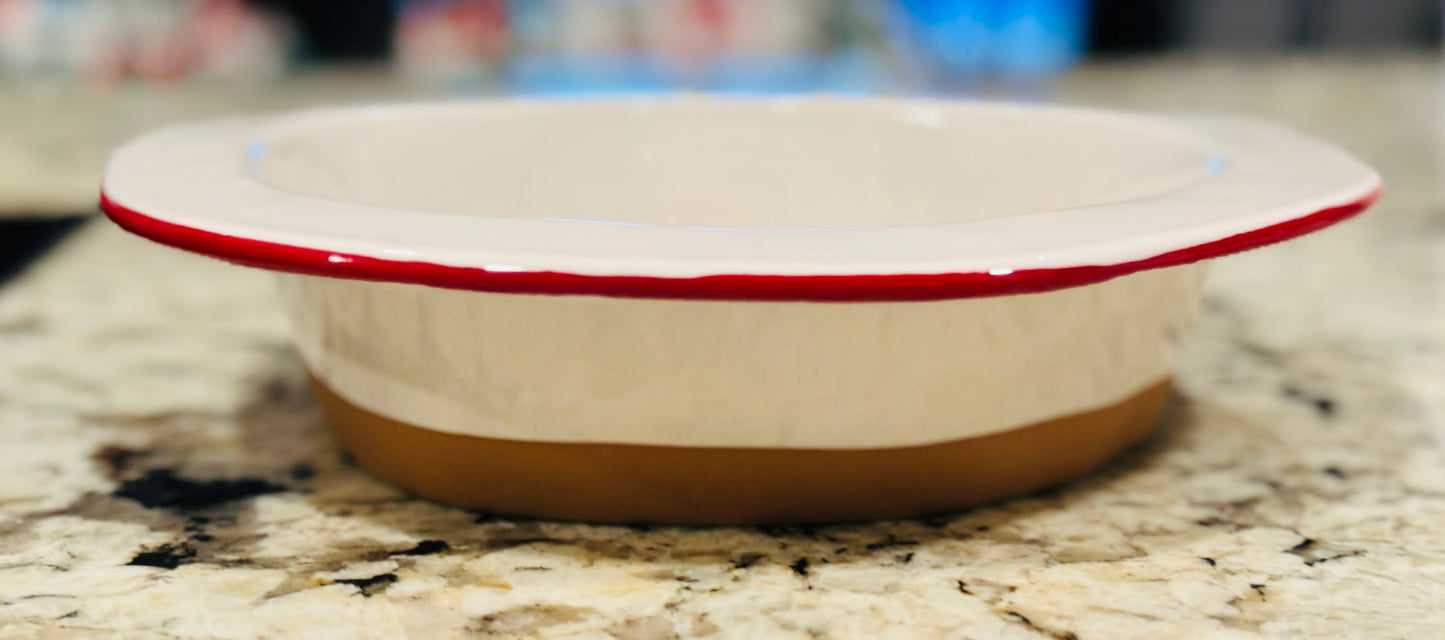 New Rae Dunn x Peanuts Snoopy ceramic Christmas round baking dish MERRY