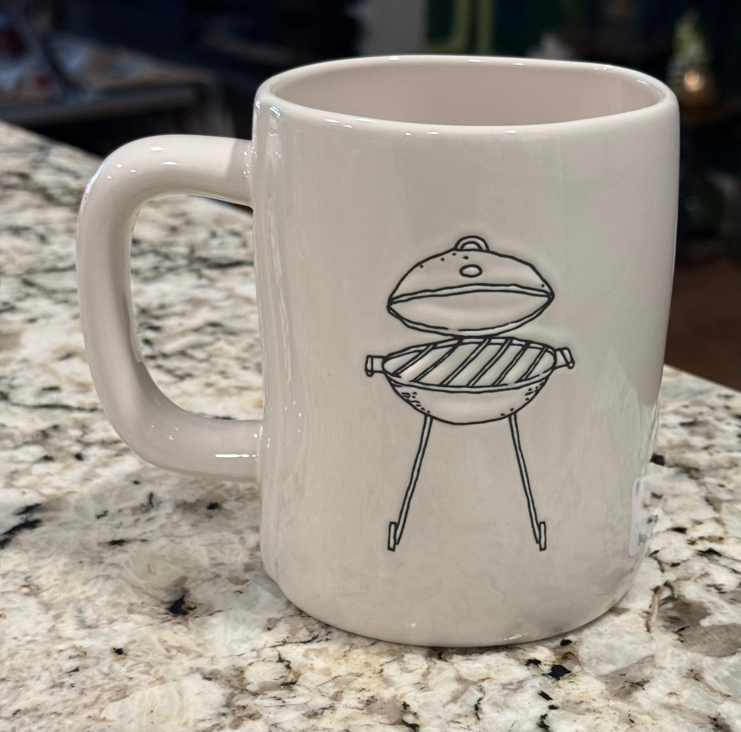 New Rae Dunn white ceramic coffee mug GRILL MASTER (grill on back)