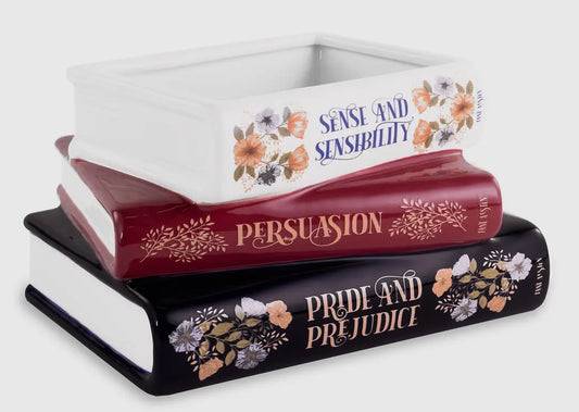 New Large Floral ceramic stacked book vase set Sense and Sensibility, Persuasion, Pride and Prejudice