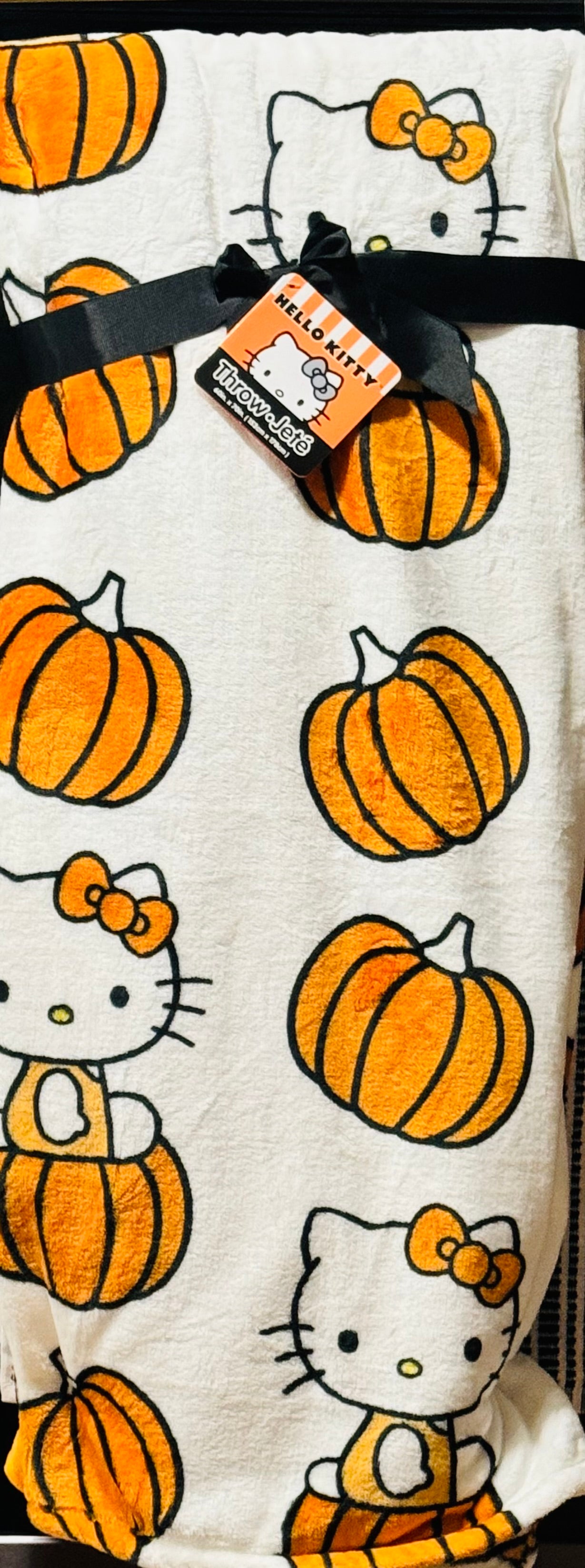 Hello Kitty skeleton popular and pumpkin halloween throw blanket 50x70