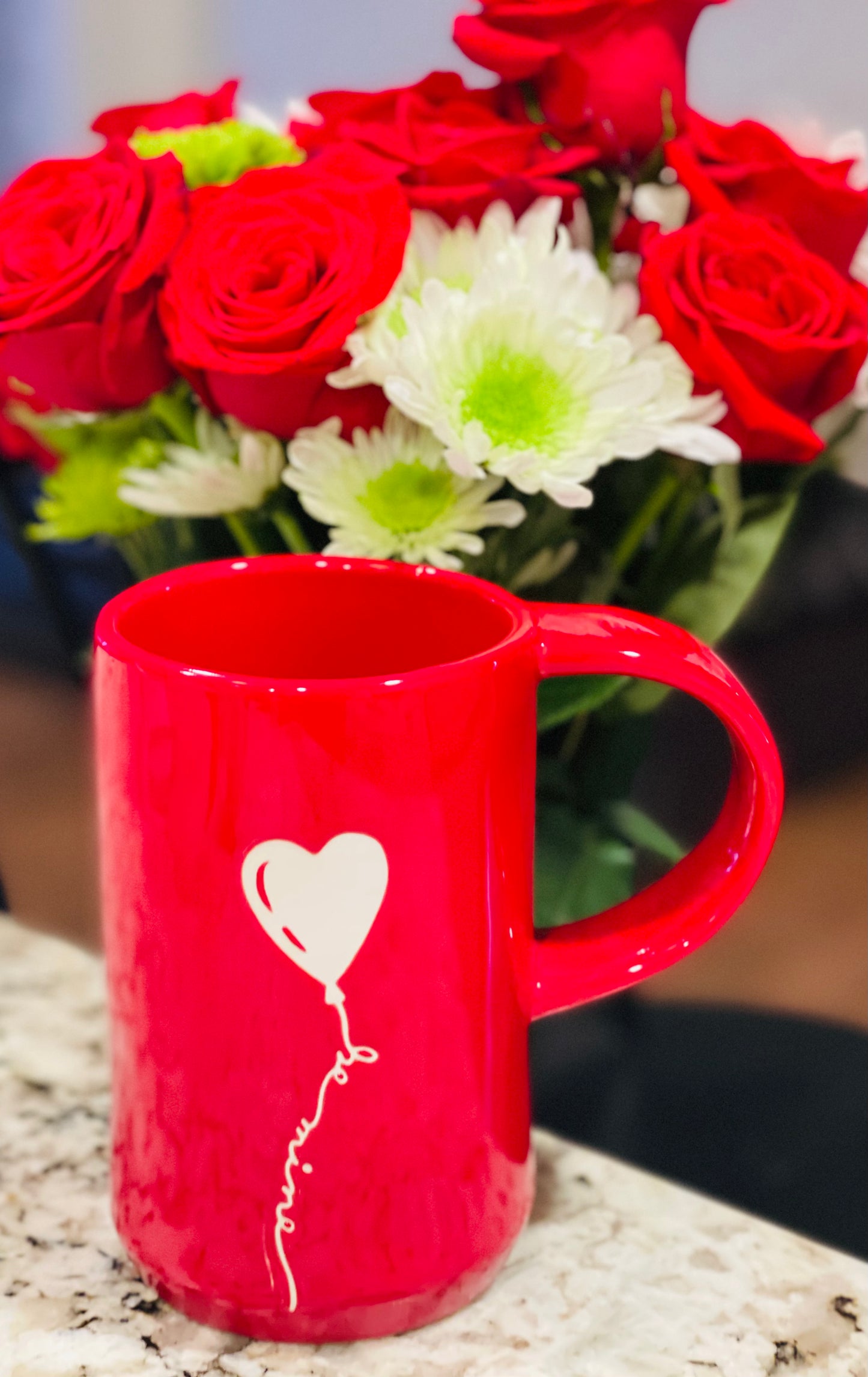 New release Rae Dunn Valentines red ceramic heart ❤️ be mine tall script coffee mug