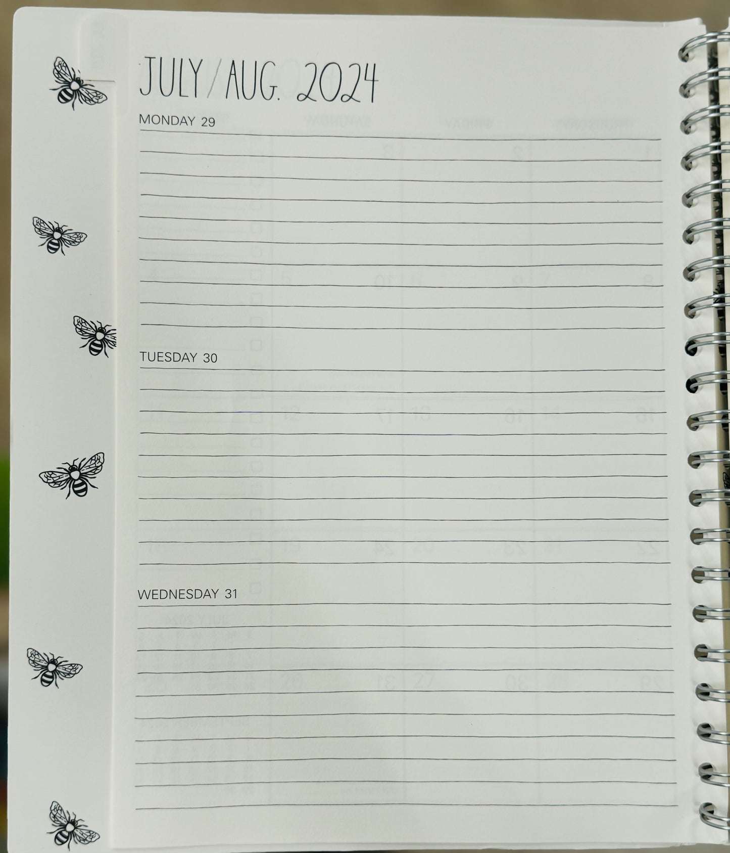 New Rae Dunn 2024-2025 black butterfly spiral bound planner