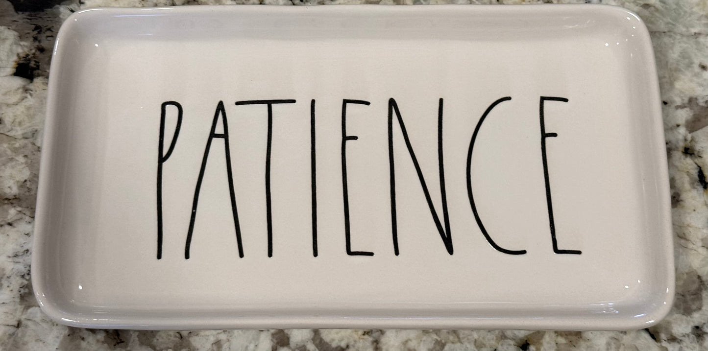 Rae Dunn white ceramic trinket tray PATIENCE