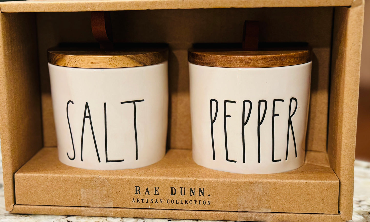 New Rae Dunn white ceramic SALT & PEPPER cellar set
