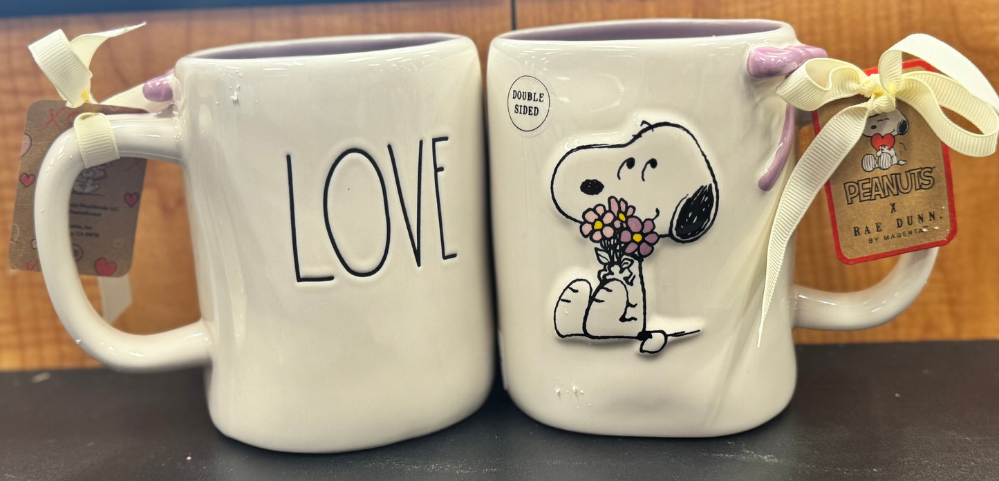 New Rae Dunn x Peanuts Snoopy ceramic coffee mug LOVE ❤️
