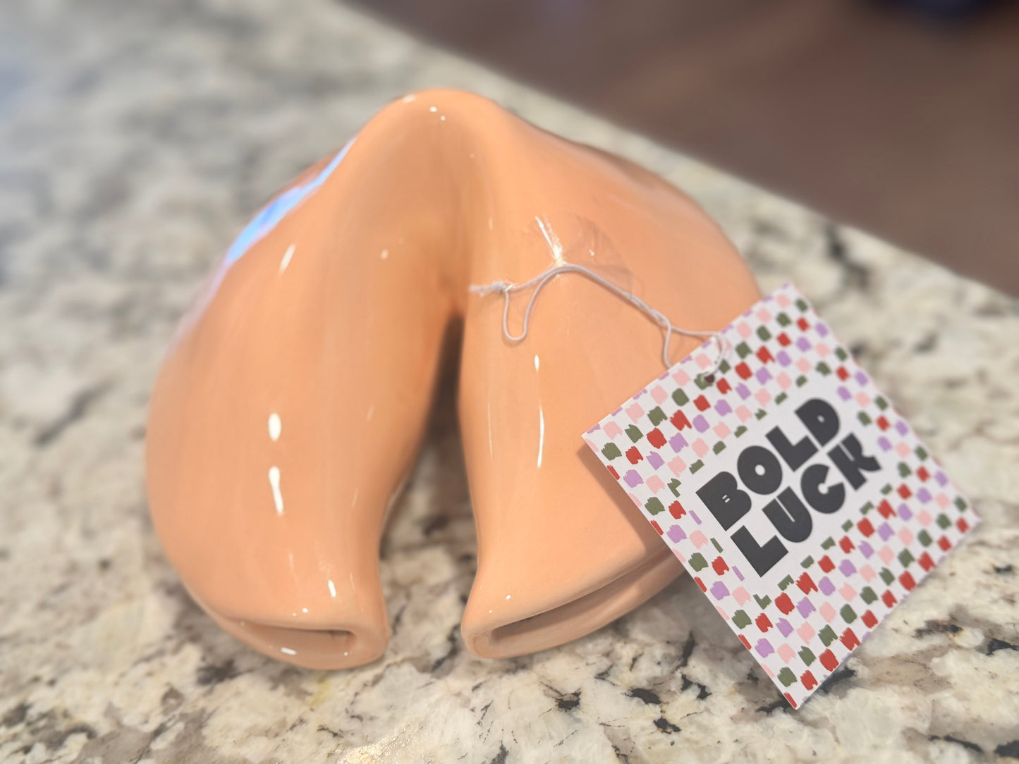 New Bold Luck ceramic 7x7 fortune cookie desktop decor
