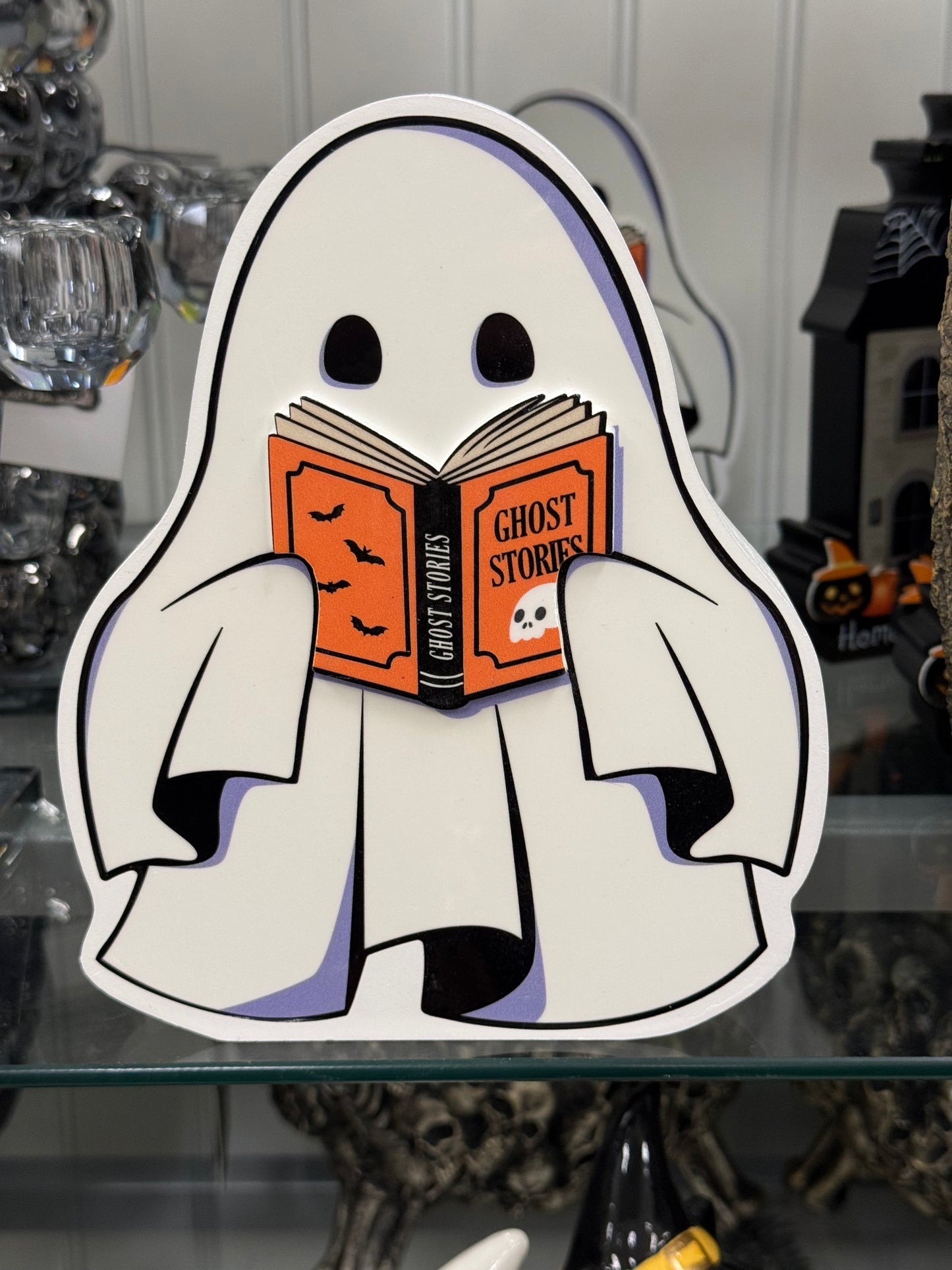 New ghost book reading 3-D Halloween decor 9x6.5 Ghost stories