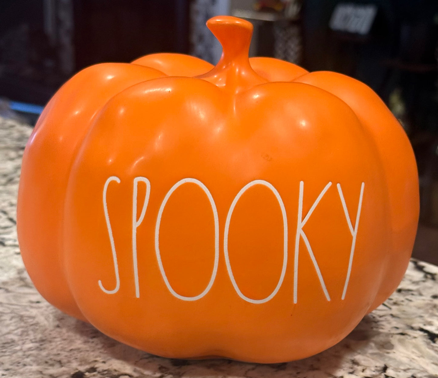 New Rae Dunn orange ceramic Halloween decor 8” pumpkin SPOOKY