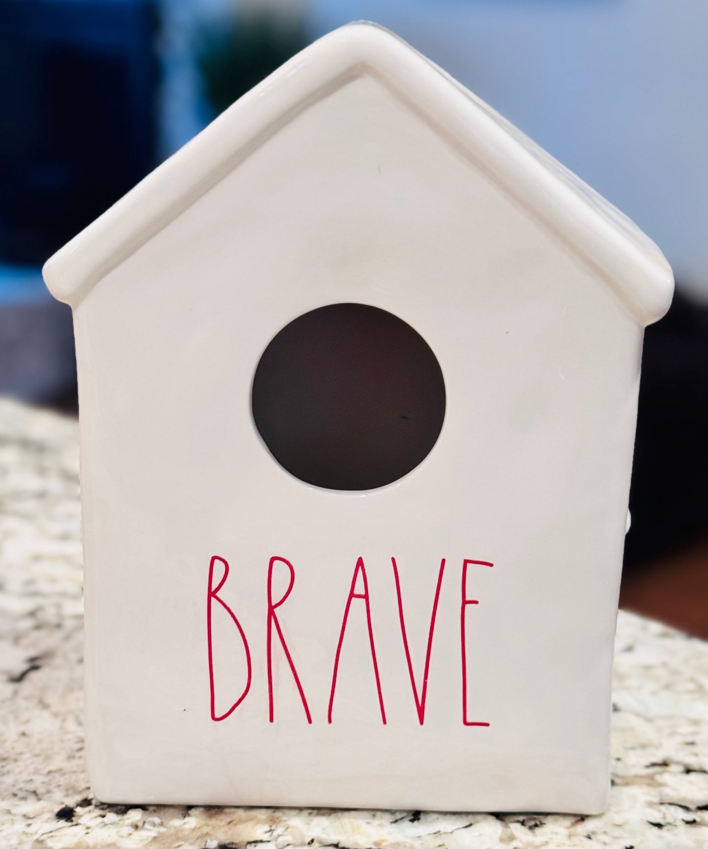 New Rae Dunn white ceramic Americana decor BRAVE birdhouse