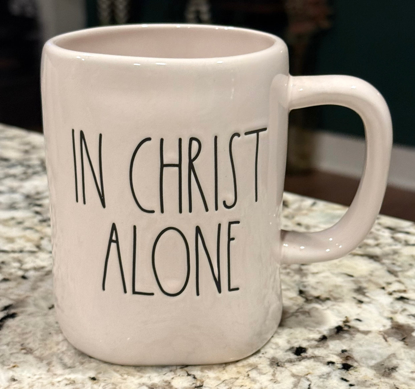 New Rae Dunn white ceramic coffee mug IN CHRIST ALONE