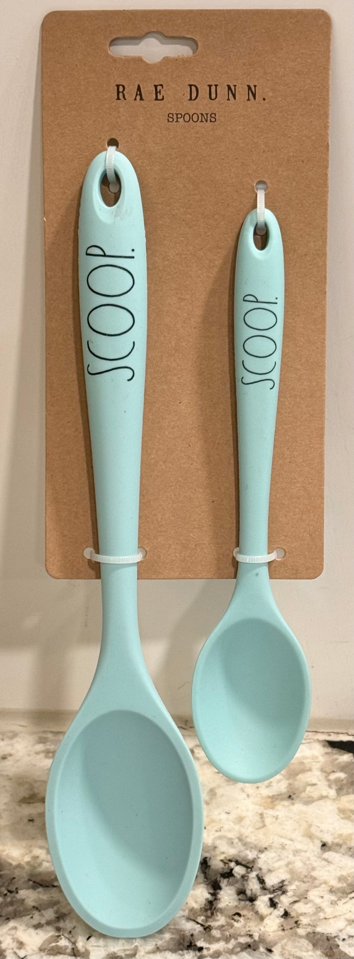 New Rae Dunn 2-piece spoon set-blue SCOOP