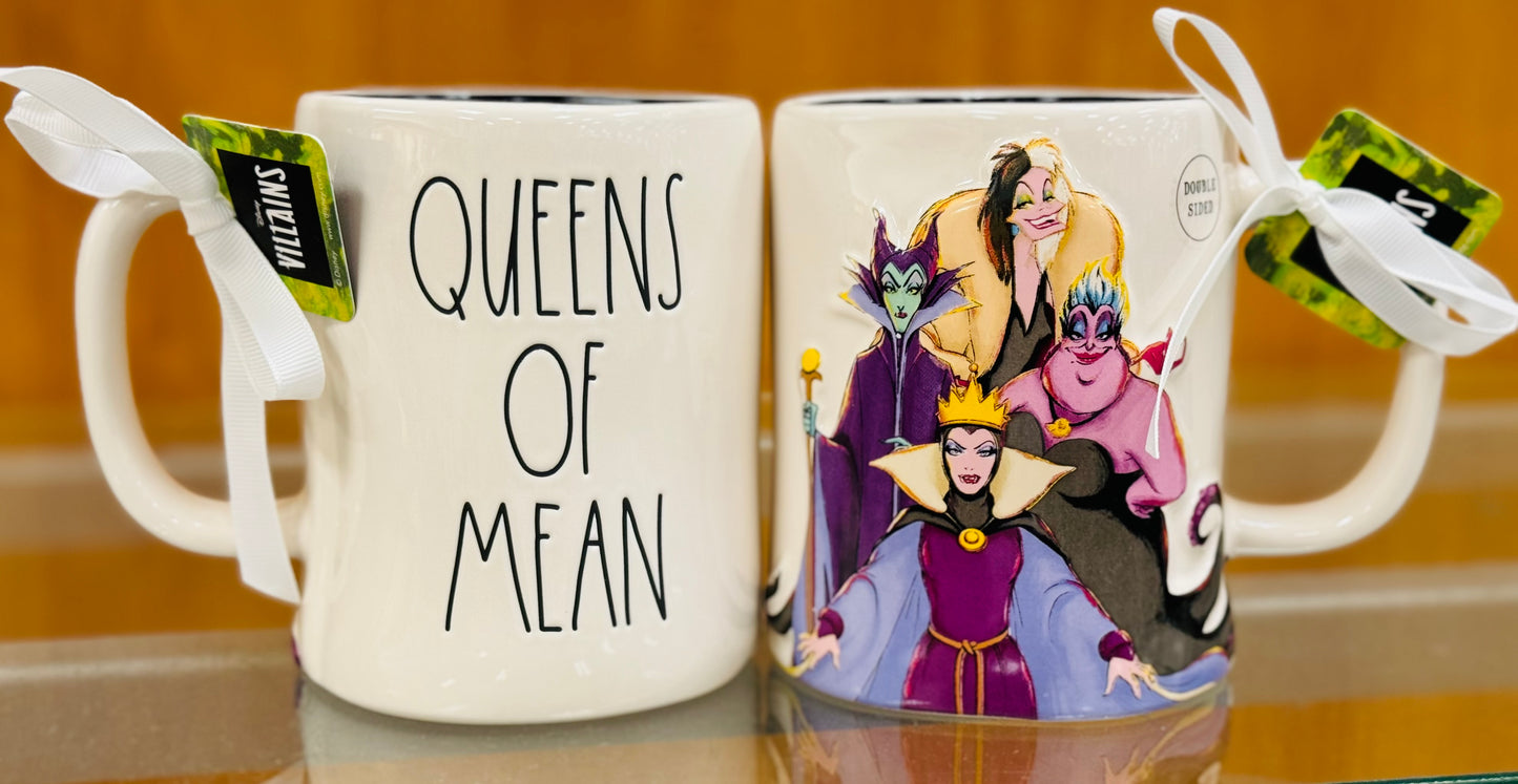 New Rae Dunn Disney Villains ceramic Halloween 🎃 coffee mug QUEENS OF MEAN