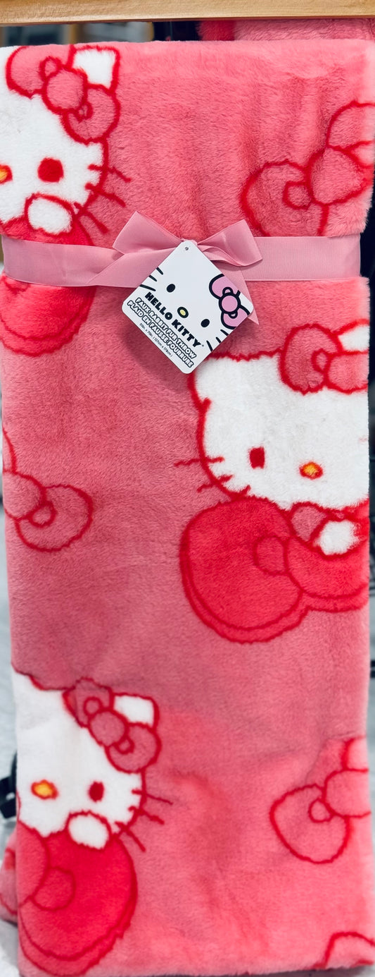 New pink fur rabbit fur Hello Kitty Bow throw blanket 50x70