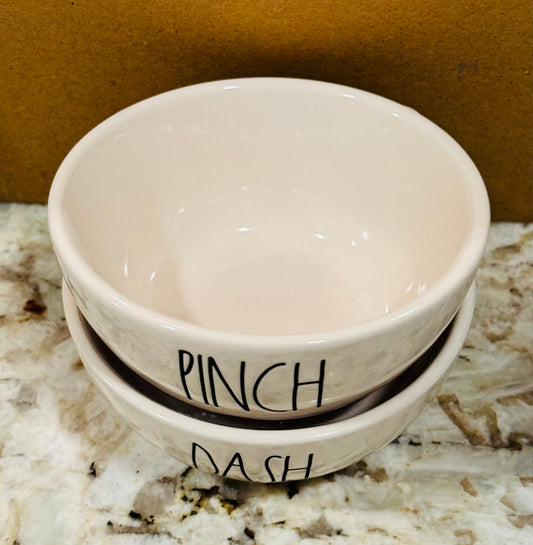 New Rae Dunn white ceramic Mini PINCH/DASH bowl set