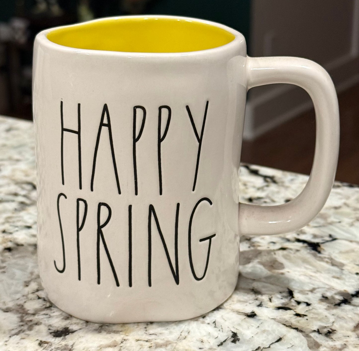 New Rae Dunn white ceramic coffee mug HAPPY SPRING
