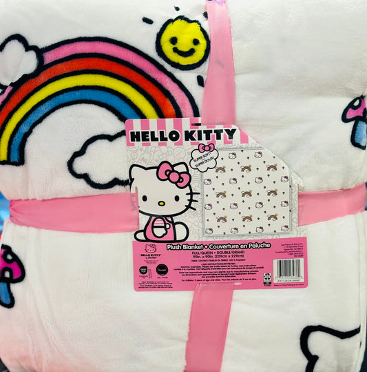 New Hello Kitty white rainbow. π bedding blanket FULL/QUEEN 90x90