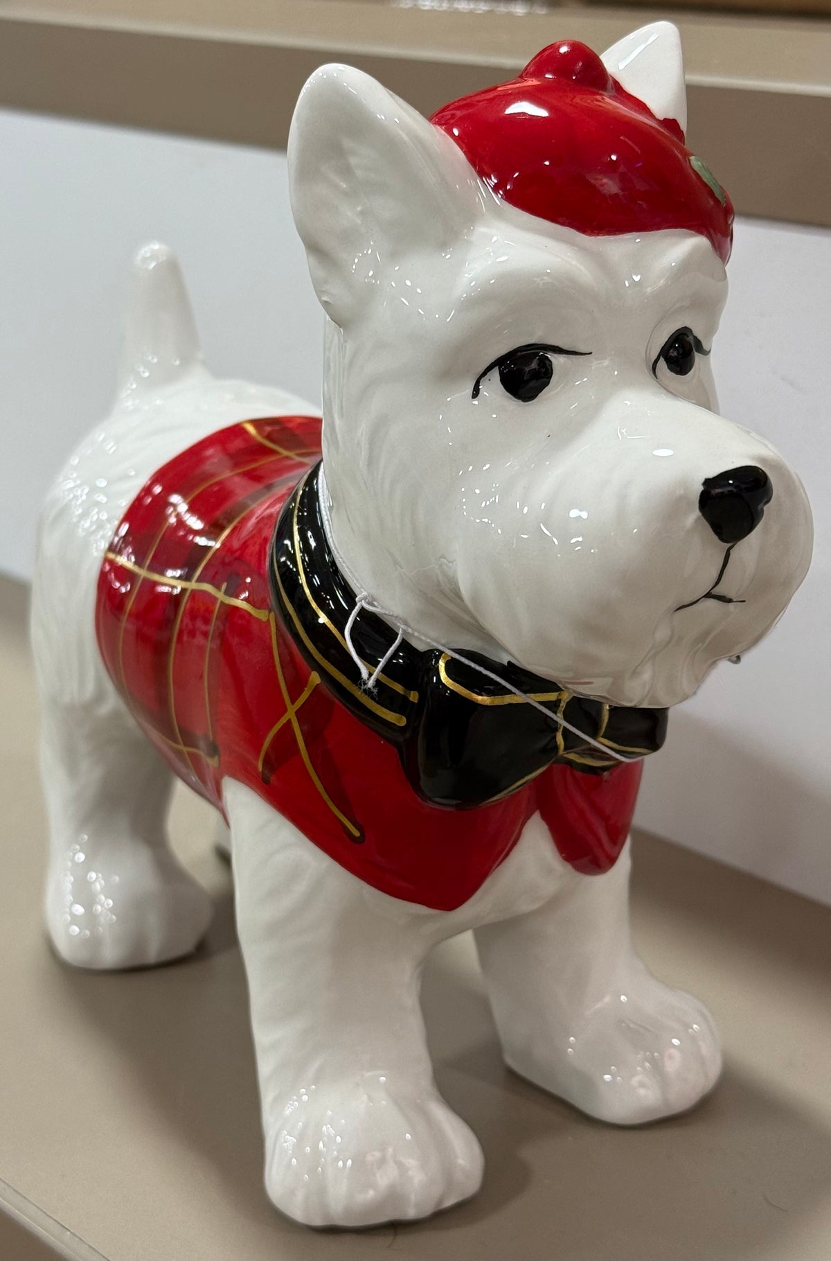 New 7.25x7.5 ceramic Christmas scottie dog terrier decor