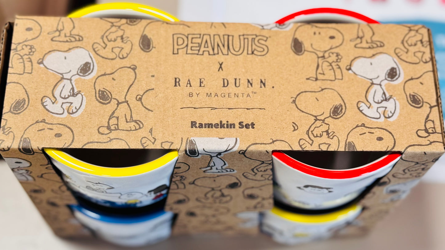 New Rae Dunn x Peanuts Snoopy ceramic ramekin character set