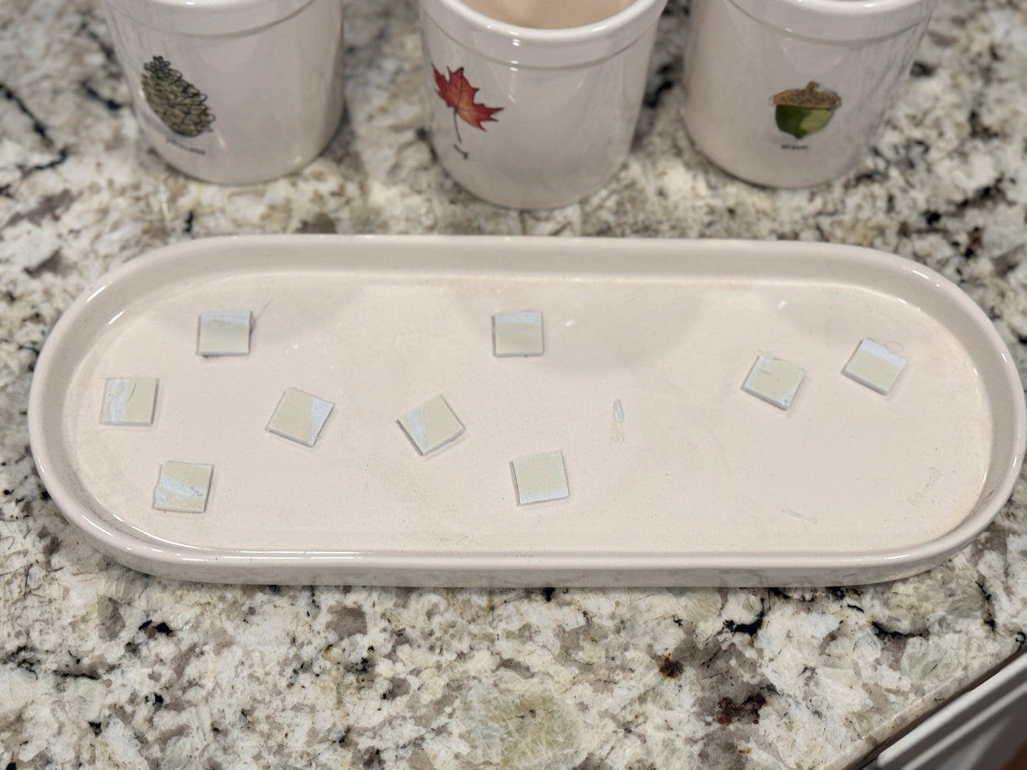 Rae Dunn 4-piece ceramic utensils holder set leaf acorn pinecone as shown