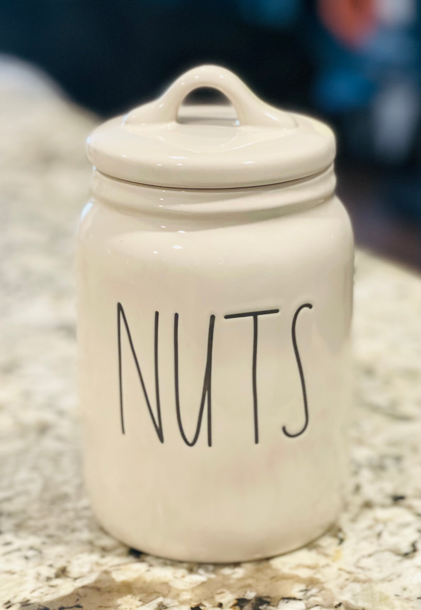 New Rae Dunn white ceramic 7” canister NUTS