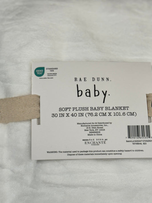 New Rae Dunn white baby blanket 30x40 LIL BOO