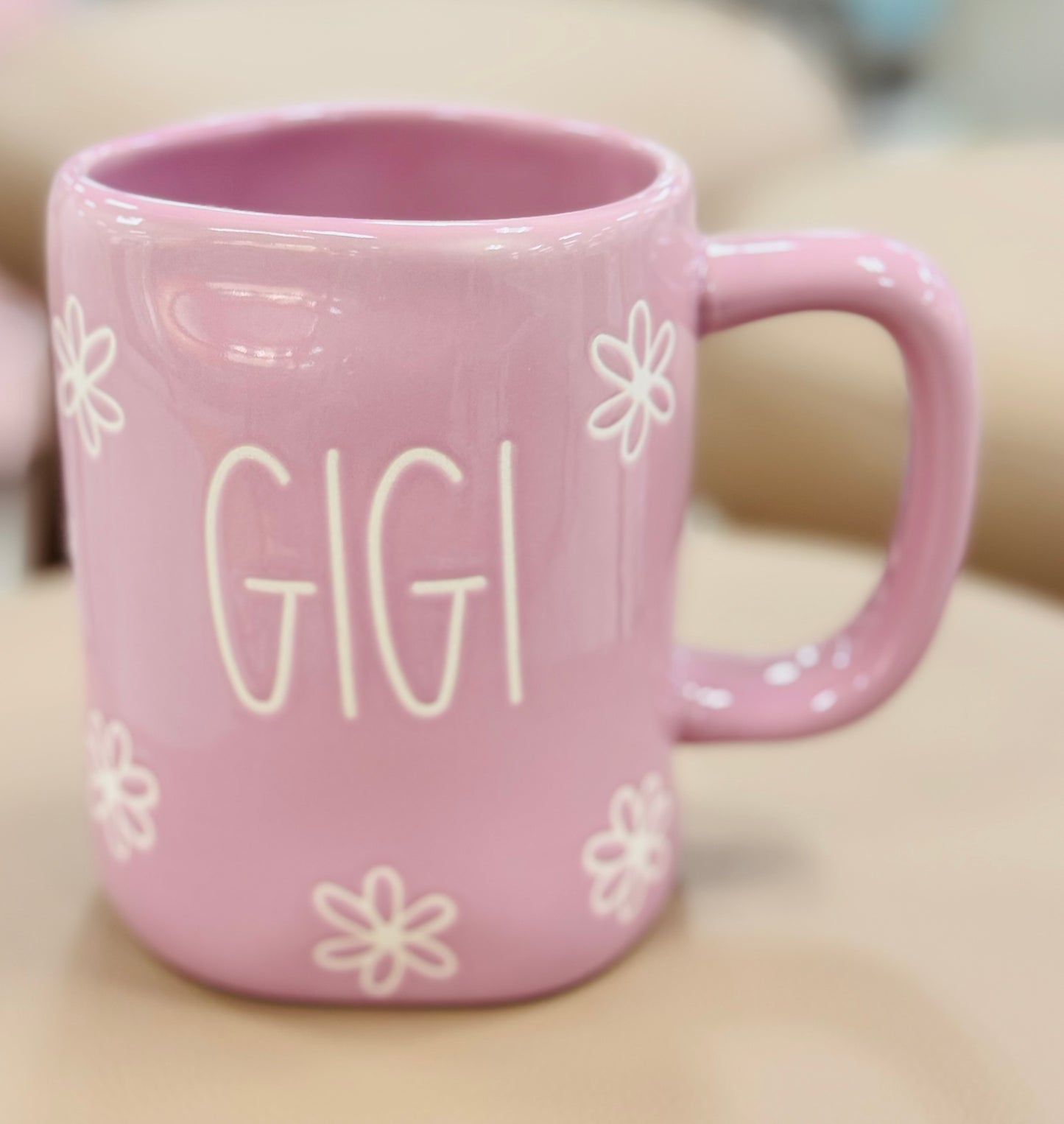 New Rae Dunn lilac ceramic floral GIGI coffee mug