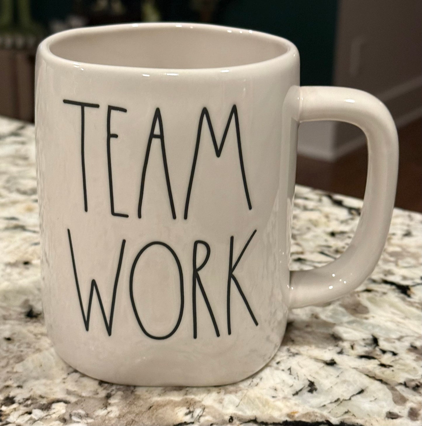 New Rae Dunn white ceramic coffee mug TEAM WORK