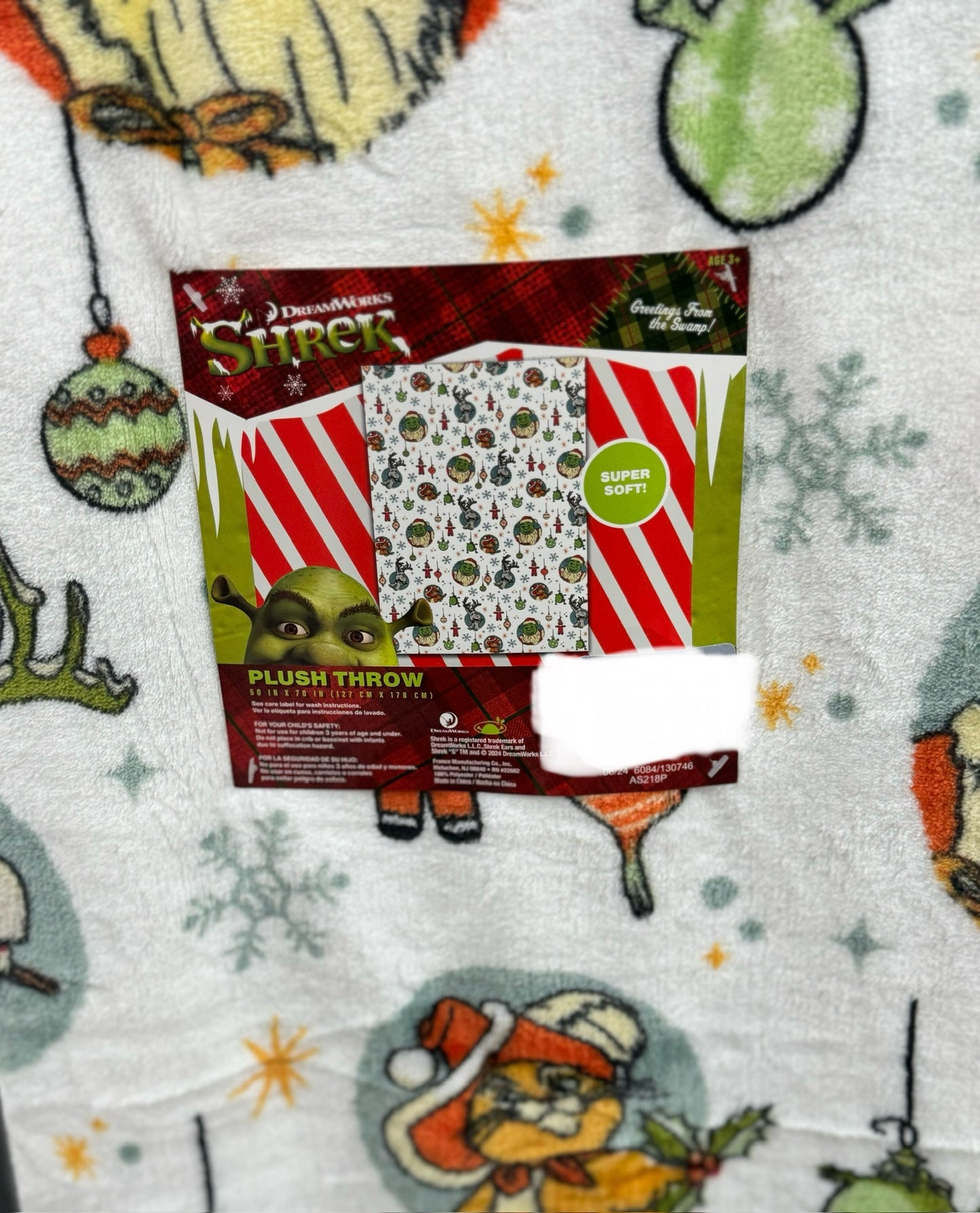 New Shrek Christmas Holiday throw blanket 50x70