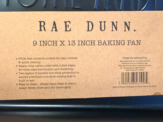 New Rae Dunn black metal HOMEMADE 9x13 baking pan