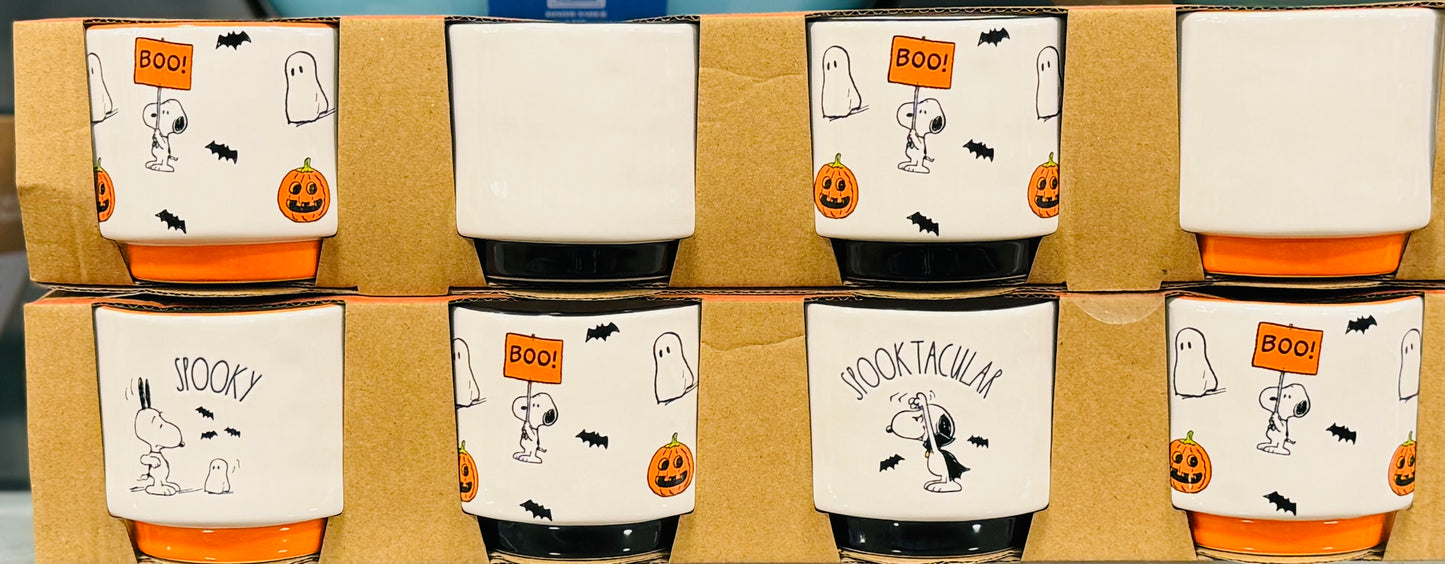 New Rae Dunn x Peanuts Snoopy ceramic 4-piece Halloween ramekin set