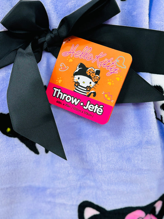 New Hello Kitty Plush Jute Throw Blanket purple Halloween π» decor 60x70