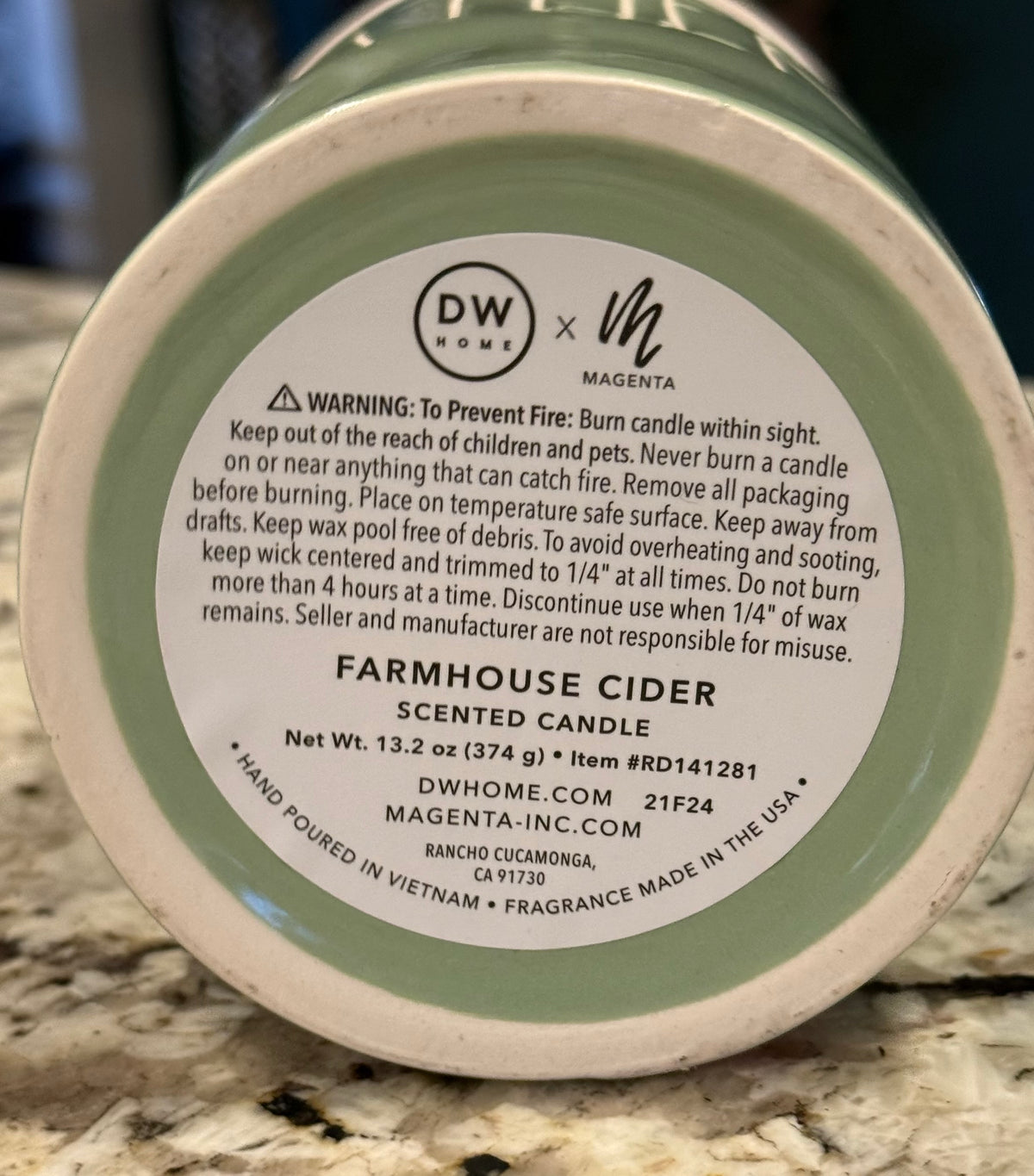 New Rae Dunn fall green ceramic owl topped candle -farmhouse cider scented. GATHER.