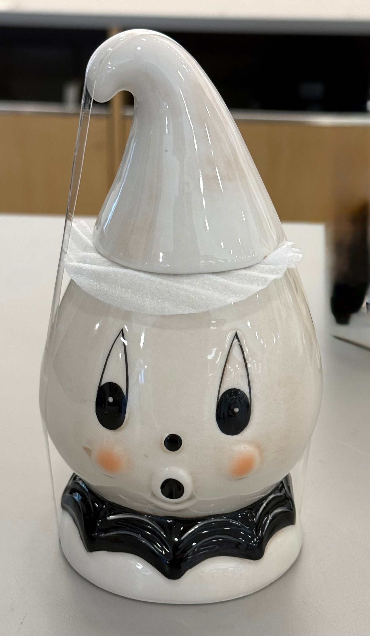 New Joanna Parker white ceramic Gus 6” Halloween canister decor