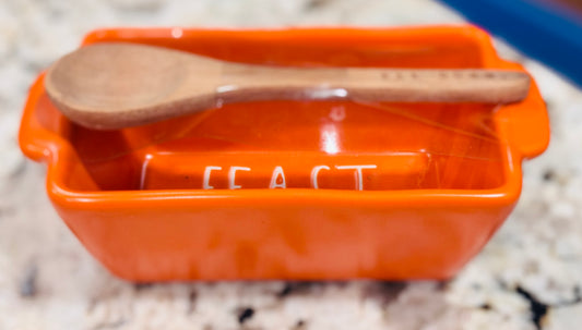 New Rae Dunn orange fall ceramic mini loaf pan set FEAST