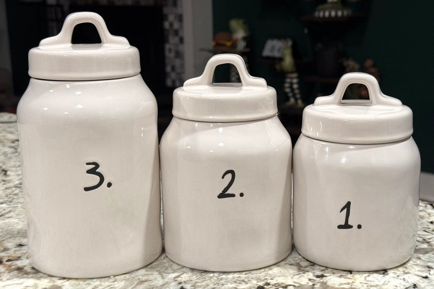New Rae Dunn ceramic 3-piece canister set 1, 2, 3