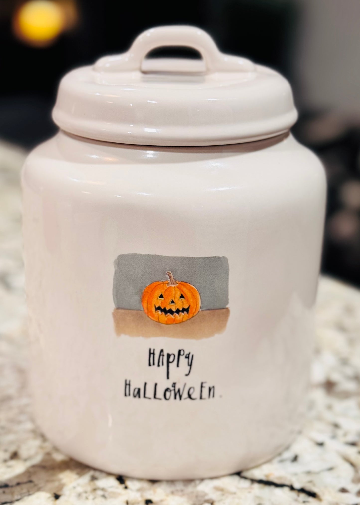 New Rae Dunn white ceramic HAPPY HALLOWEEN 🎃 vintage canister
