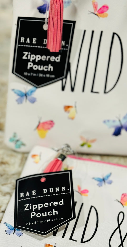 New Rae Dunn 2-piece butterfly print Travel set WILD AND FREE