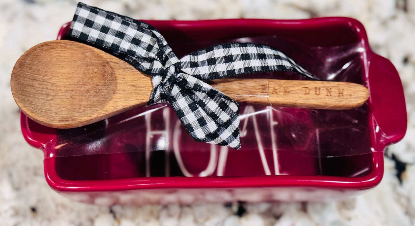 New Rae Dunn burgundy fall ceramic mini loaf pan set HOME