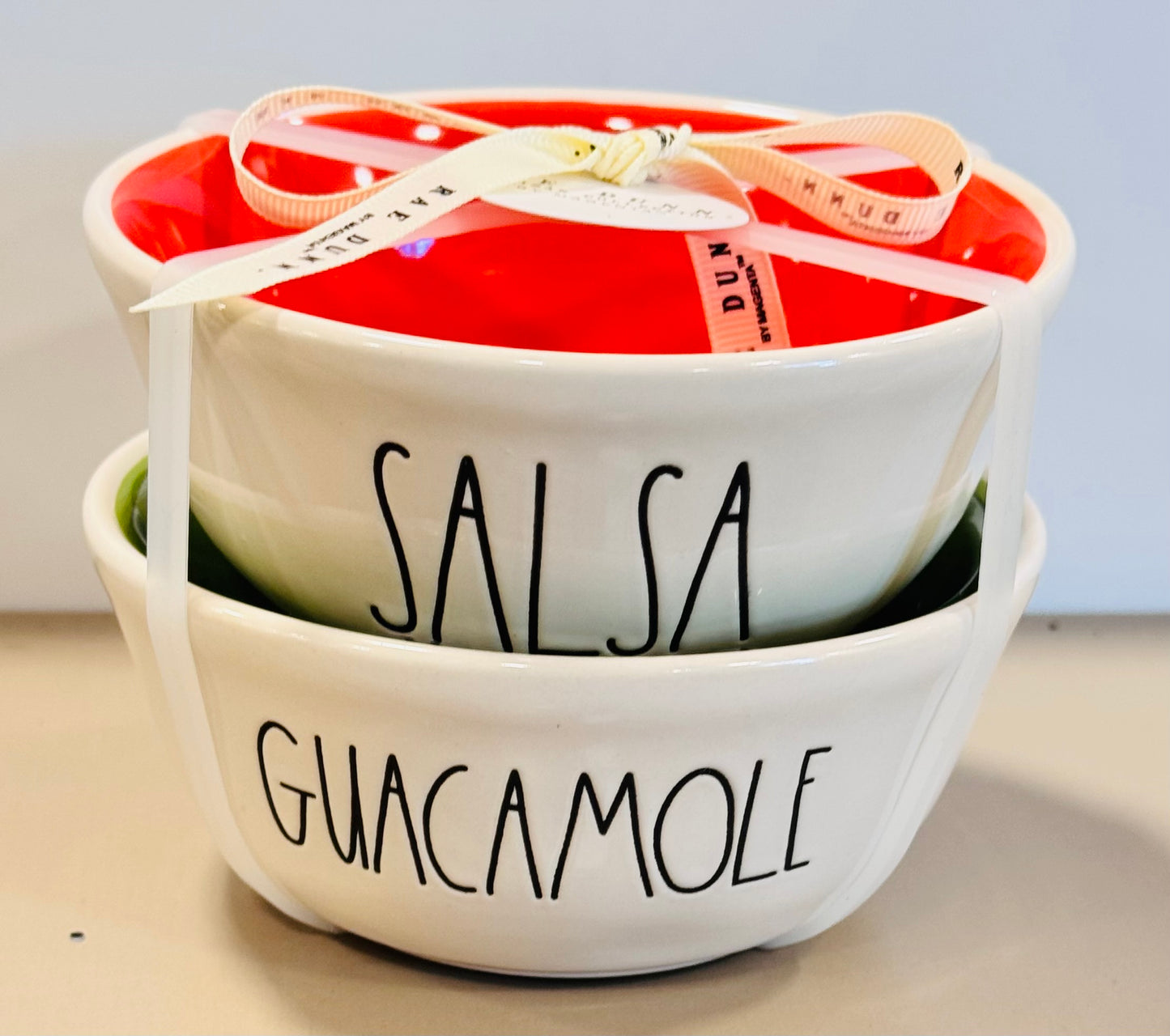 New Rae Dunn white ceramic bowl set SALSA & GUACAMOLE 🥑