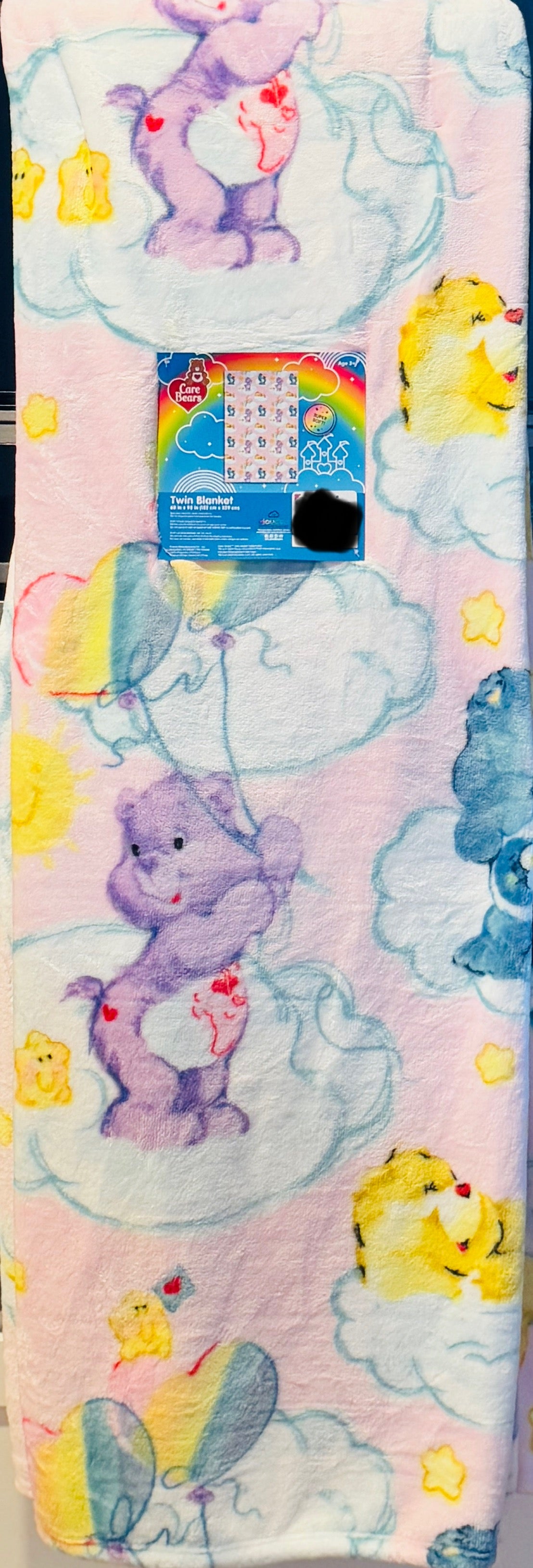 New pastel Care Bears silk touch TWIN sized bedding blanket 60x90
