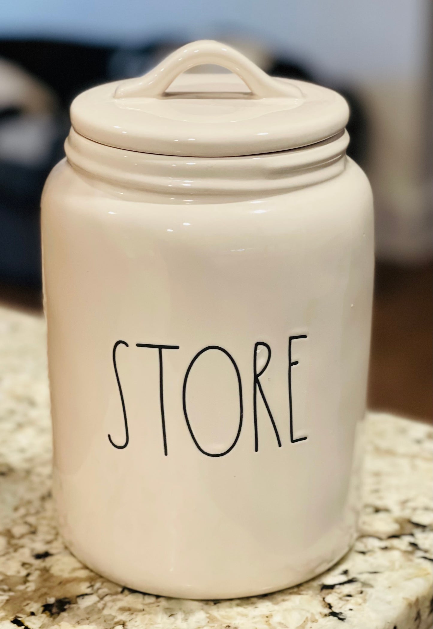 New Rae Dunn white ceramic 9.5”storage canister STORE