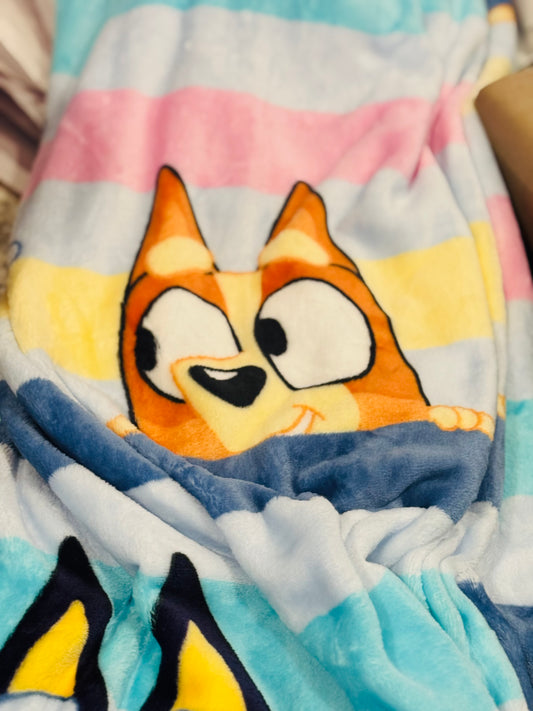 New Bluey & Bingo peeking face throw blanket 60x90 TWIN size silk soft touch plush