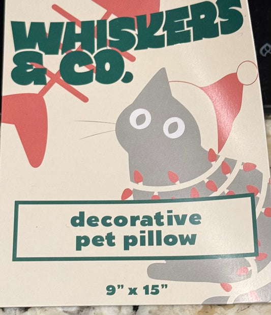 New 15x9 Christmas holiday hook pet throw pillow MEOWY CHRISTMAS