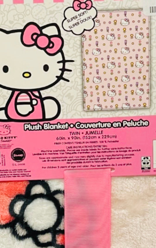 New Easter/Spring Hello Kitty blanket bedding 60x90 TWIN tulip ๐ท print