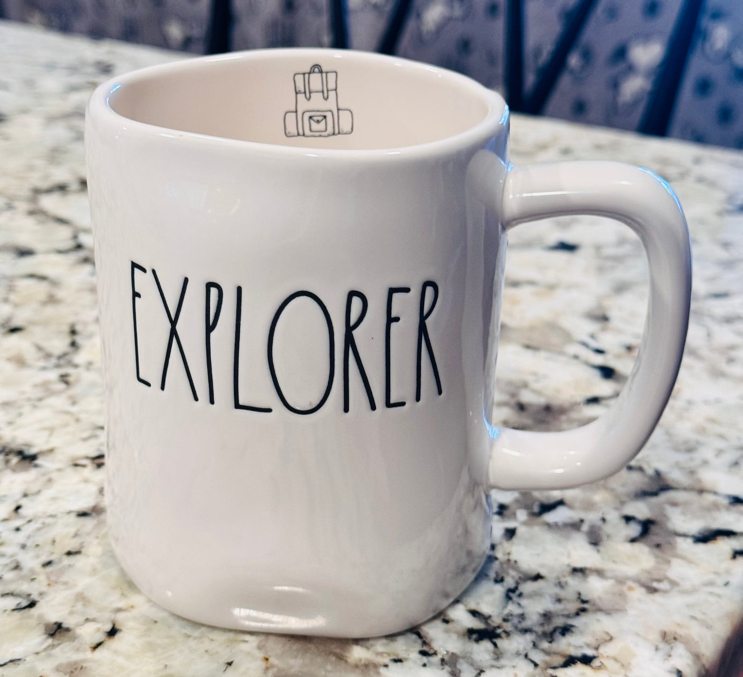New Rae Dunn white ceramic coffee mug EXPLORER