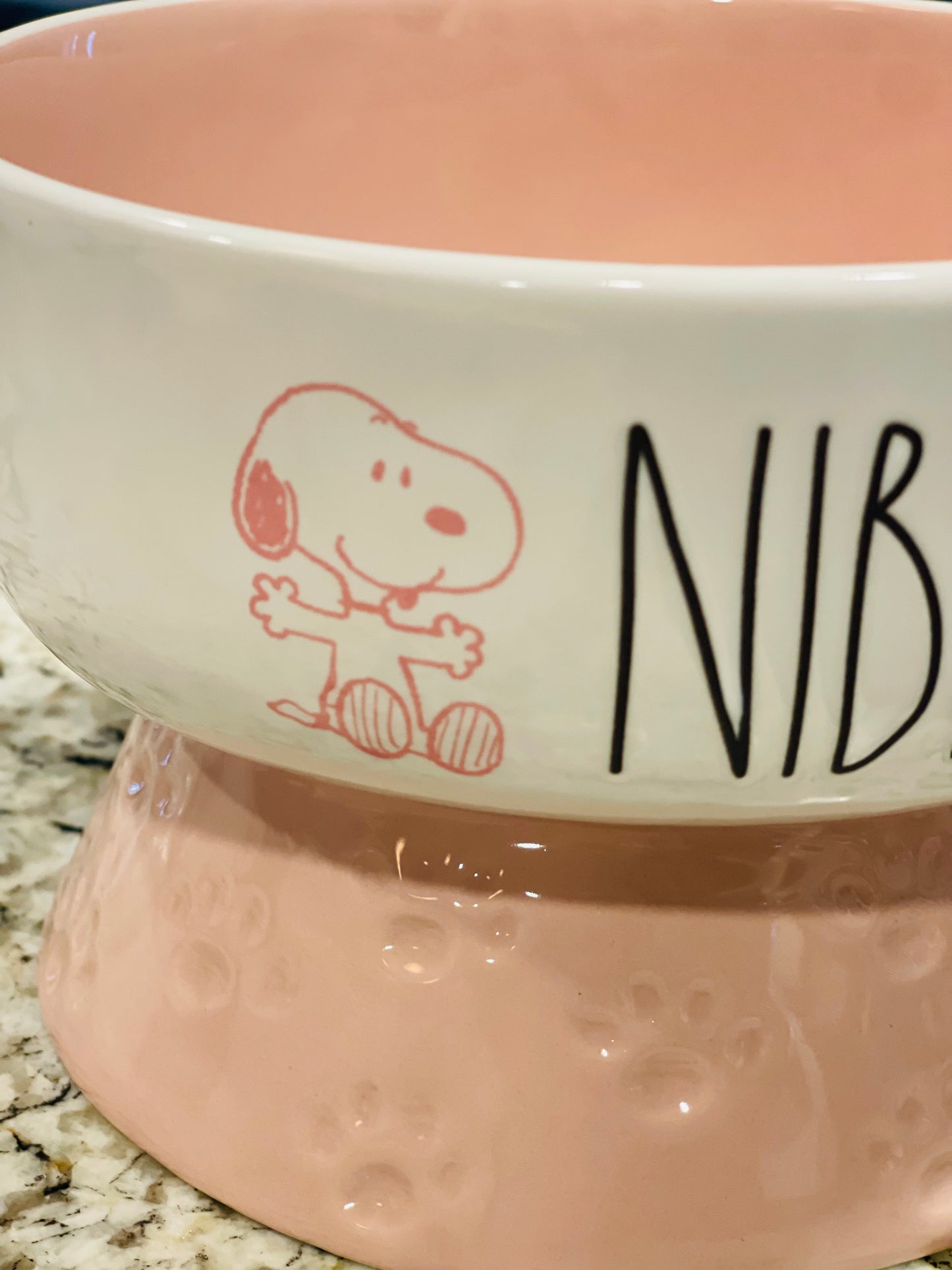 New Rae Dunn x Peanuts Snoopy peach raised bowl NIBBLE