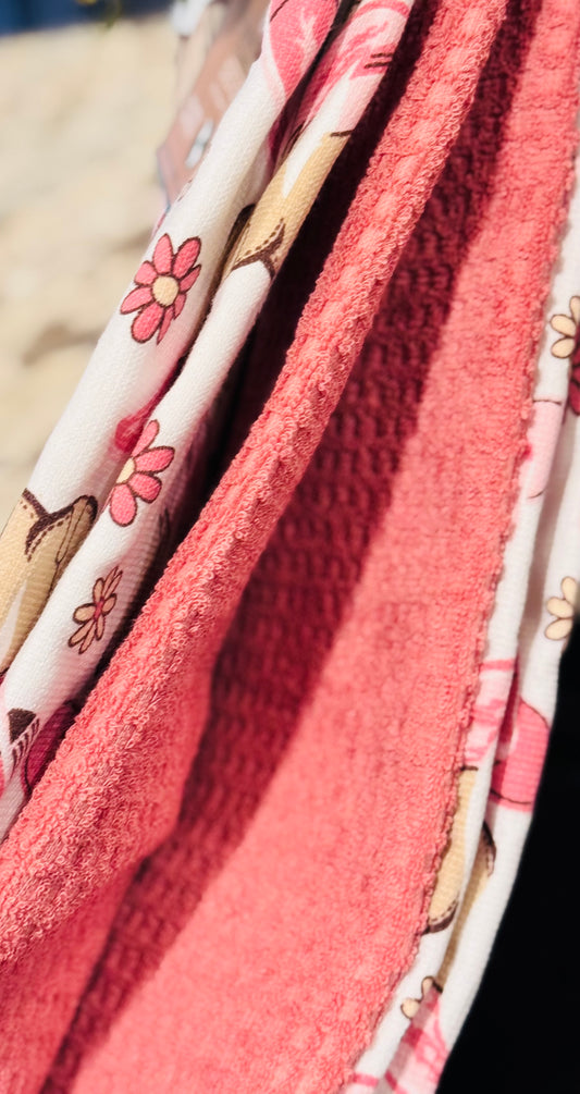 New 3-piece pink spring kitchen dish towel set YEEHAW 🤠 MIMI