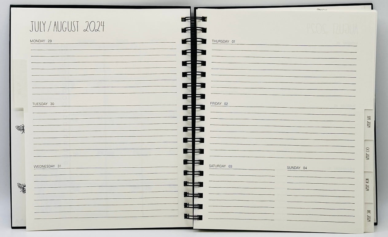 New Rae Dunn Spiral 2024-2025 planner hardback spiral black bee