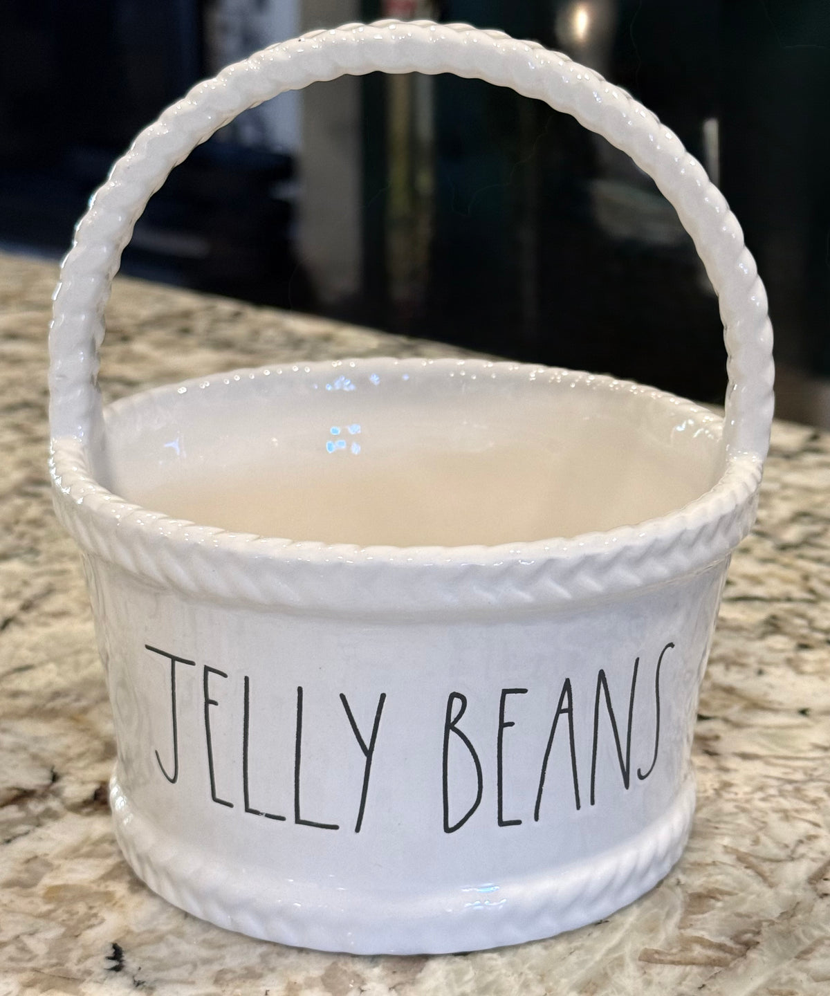 New Rae Dunn white ceramic JELLY BEANS Easter basket decor 7.5x6